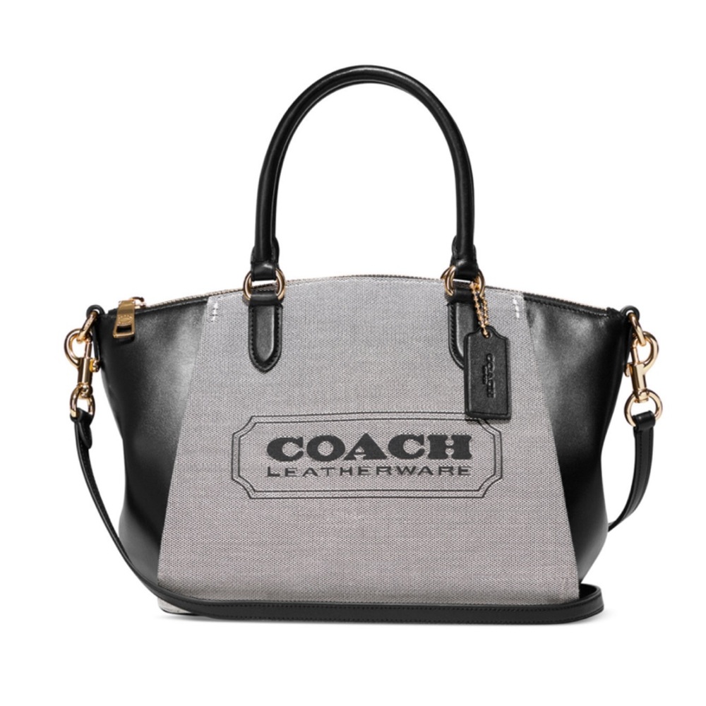 COPY - Coach Badge Jacquard Elise Satchel with Convertible Straps/salt/black/nwt